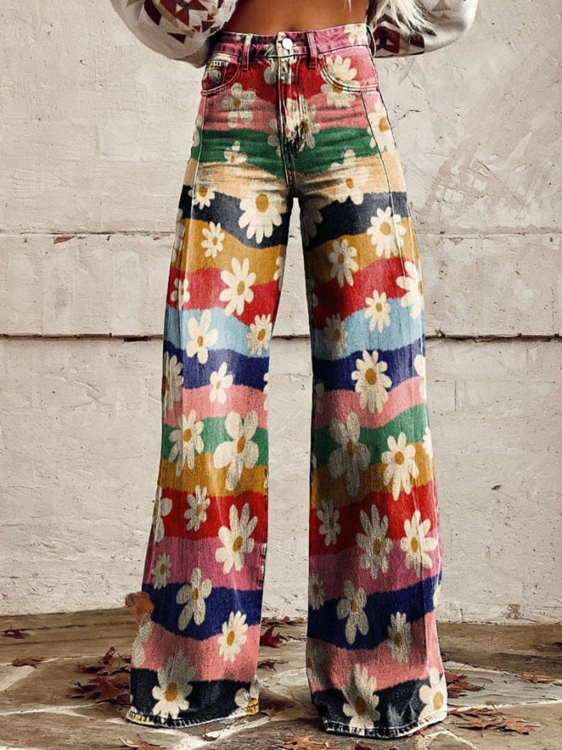 Cassandra - Bohemian Retro Floral Wide-Leg Pants
