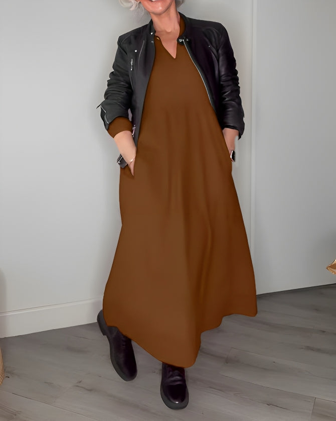 Alena | Elegantné maxi šaty s V-výstrihom