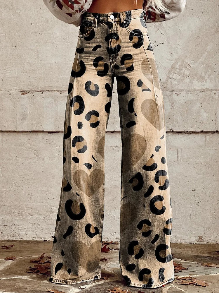 Gianna - Široké nohavice s leopardím vzorom