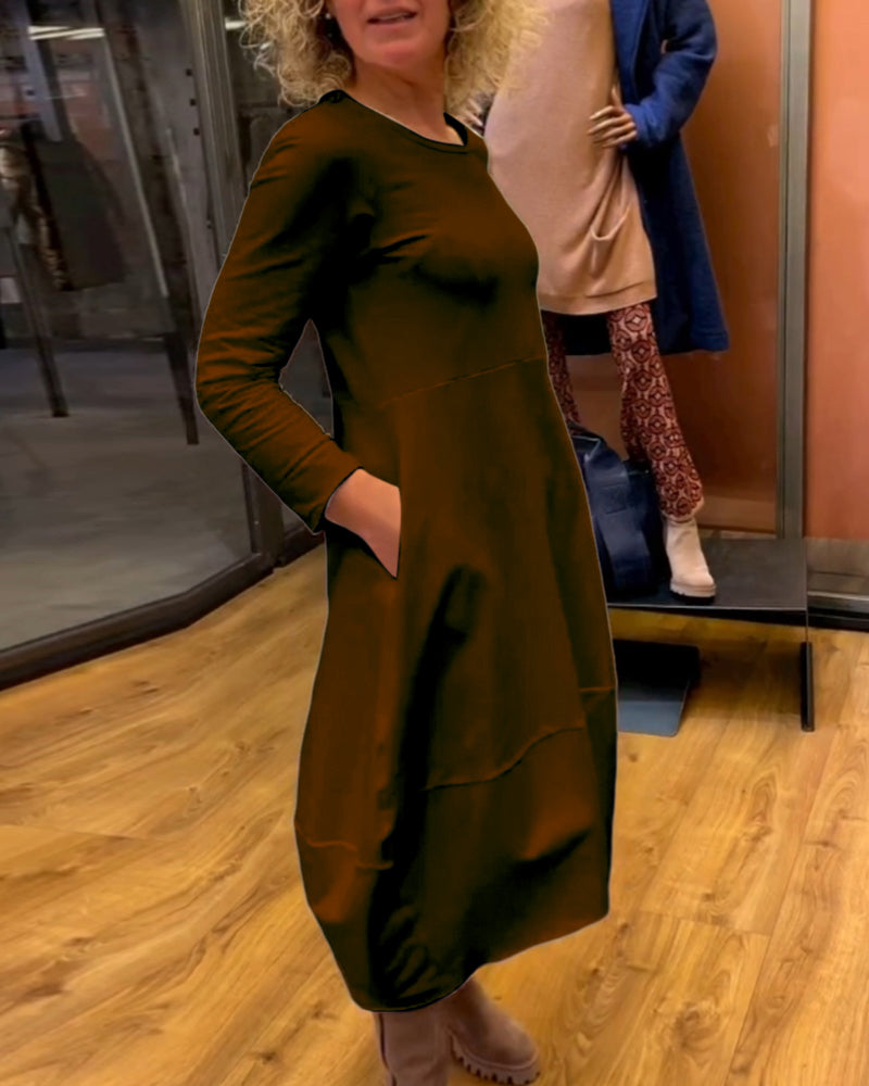 Clara | Jesenné midi šaty s praktickými vreckami