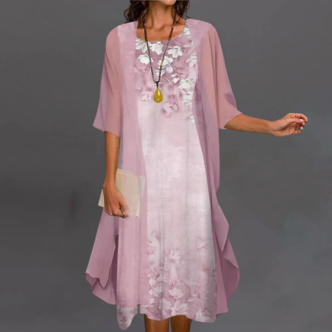 Irena | Elegantný kvetinový set – šaty a kardigán