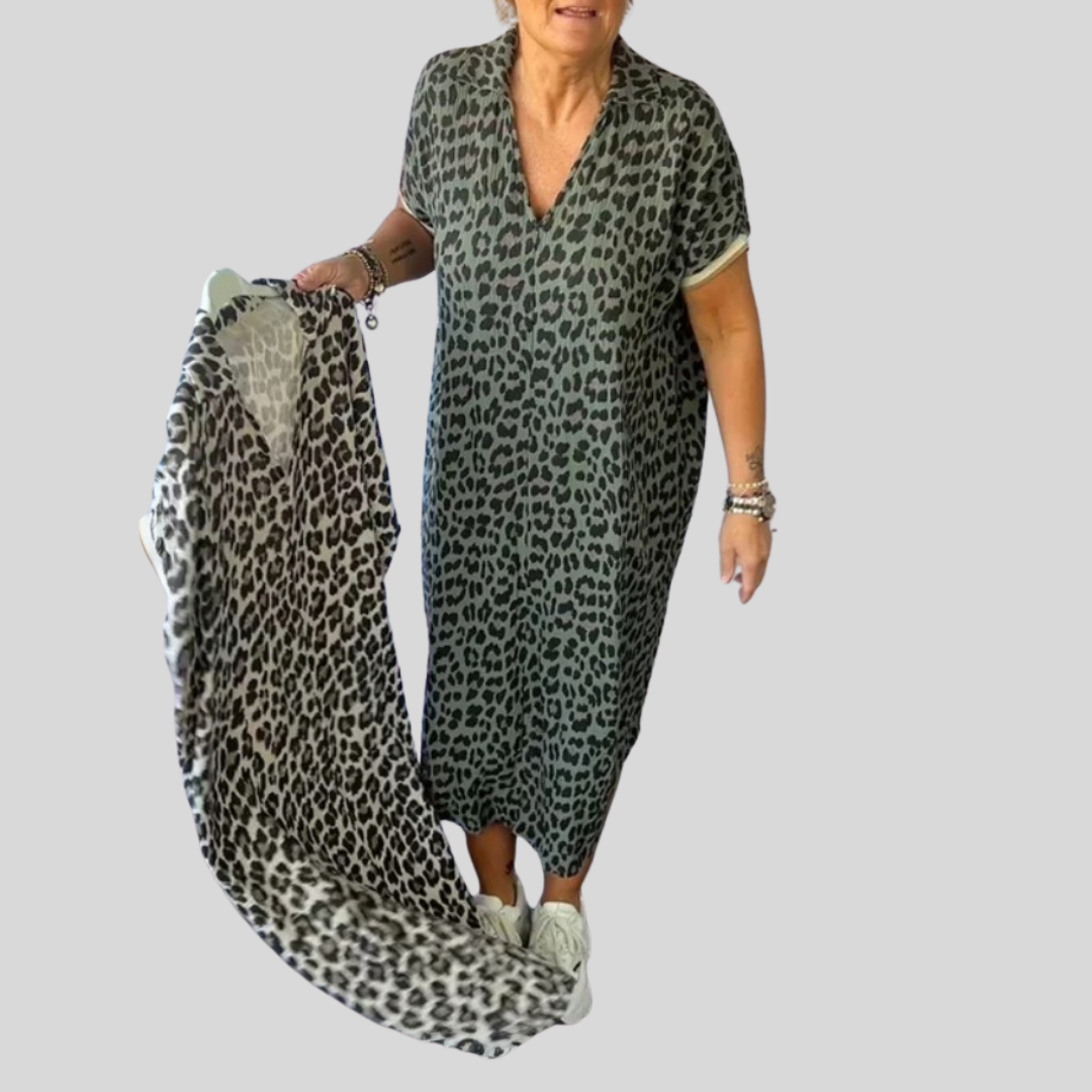 Natalie | Elegantné leopardie midi šaty