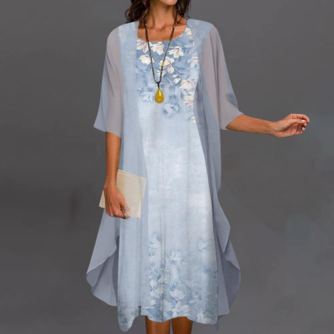 Irena | Elegantný kvetinový set – šaty a kardigán