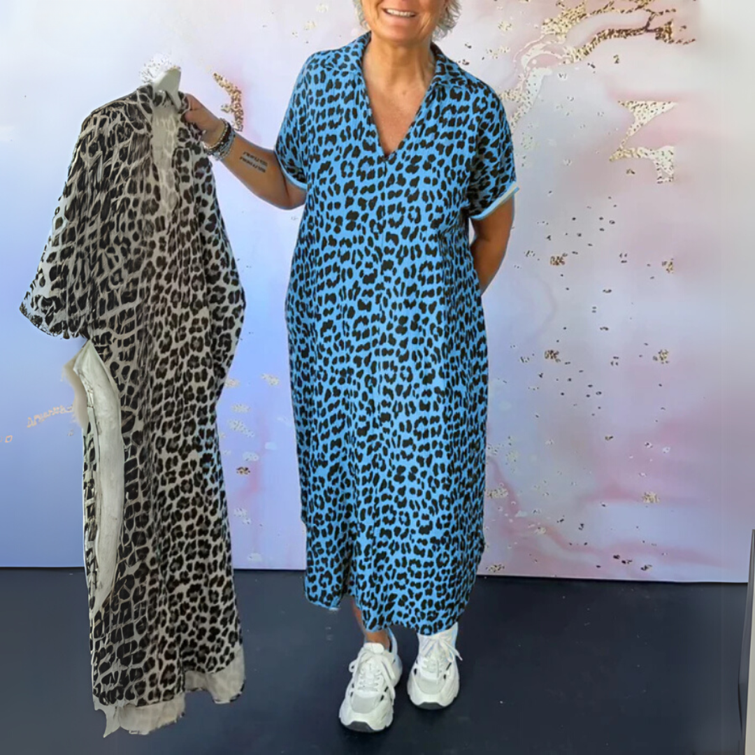 Natalie | Elegantné leopardie midi šaty