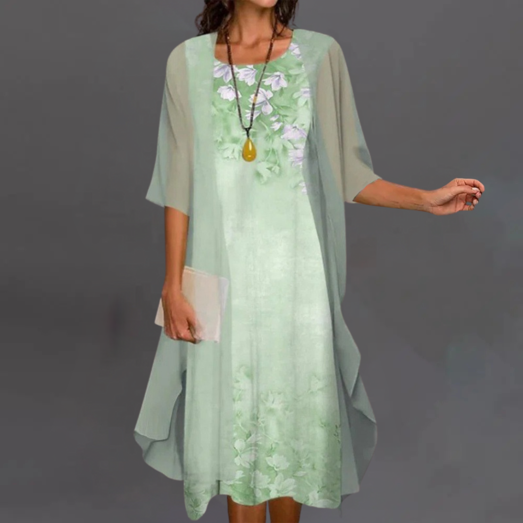 Irena | Elegantný kvetinový set – šaty a kardigán