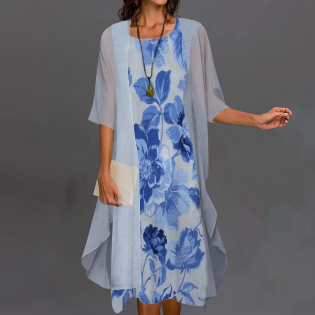 Irena | Elegantný kvetinový set – šaty a kardigán