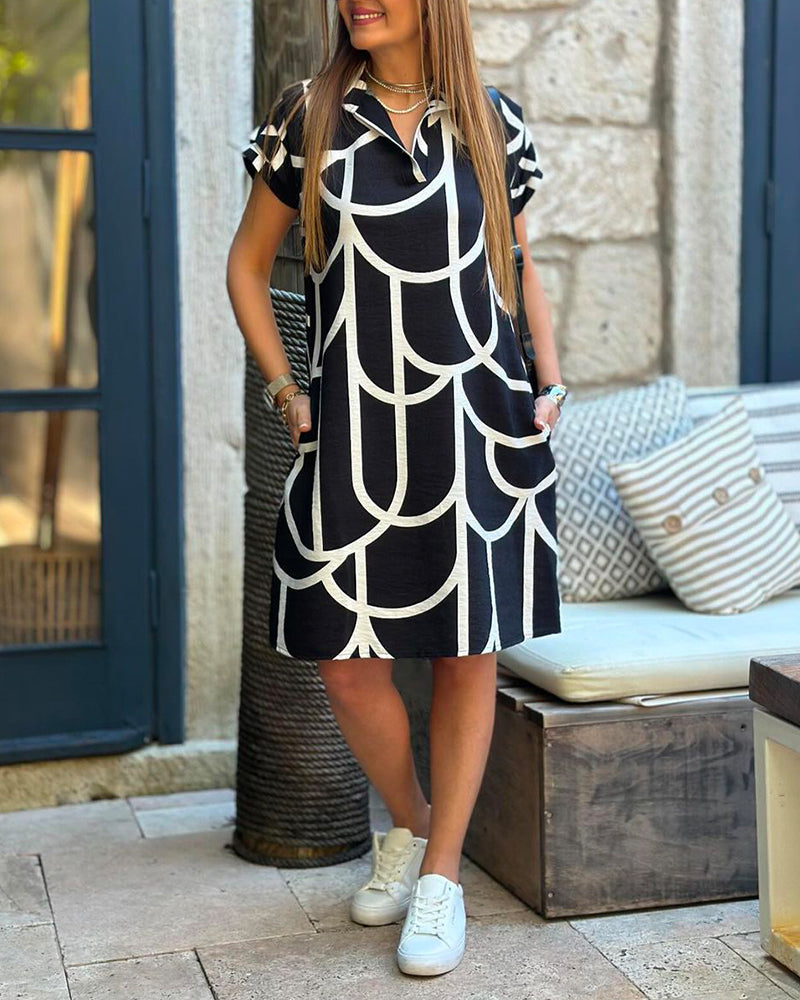 Maera™ | Elegantné Geometrické Polo Šaty (Obmedzené Množstvo)