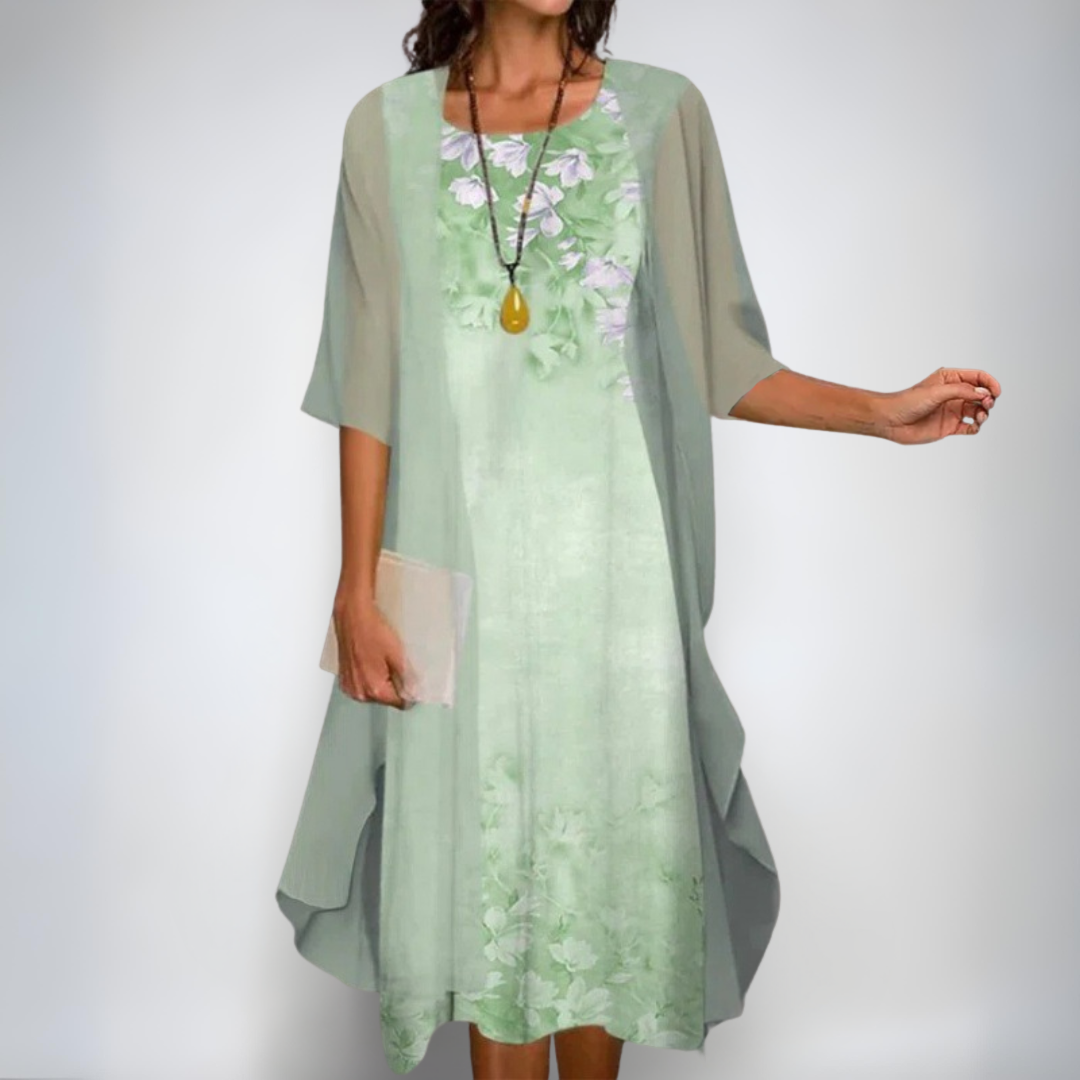 Irena | Elegantný kvetinový set – šaty a kardigán