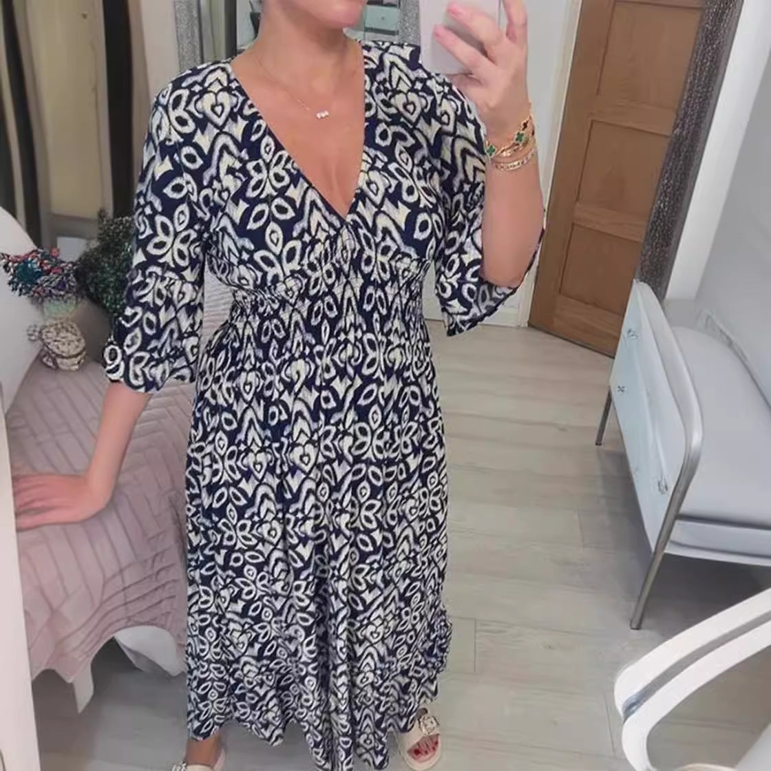 Zlata | Elegantné kvetinové šaty s V-výstrihom