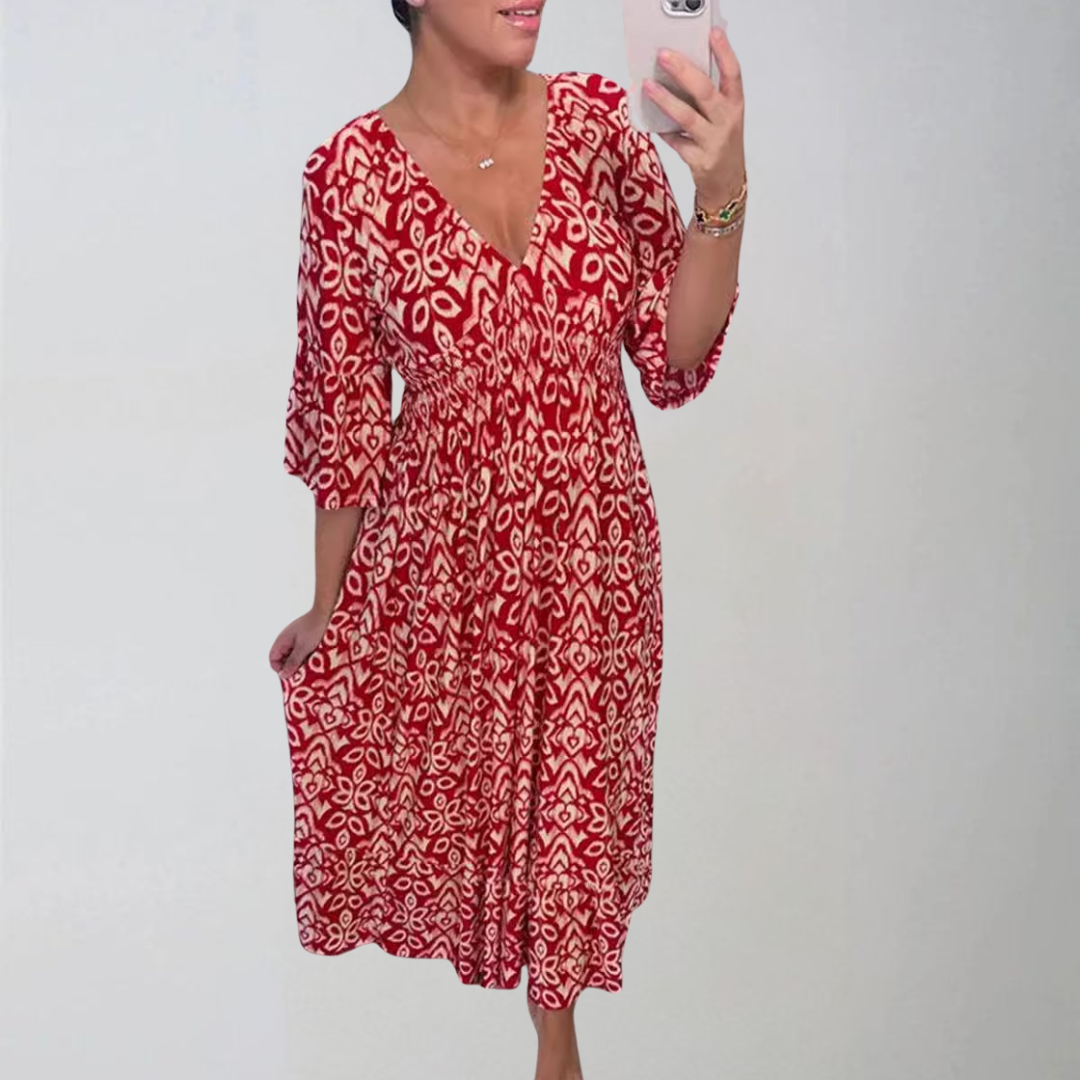Zlata | Elegantné kvetinové šaty s V-výstrihom