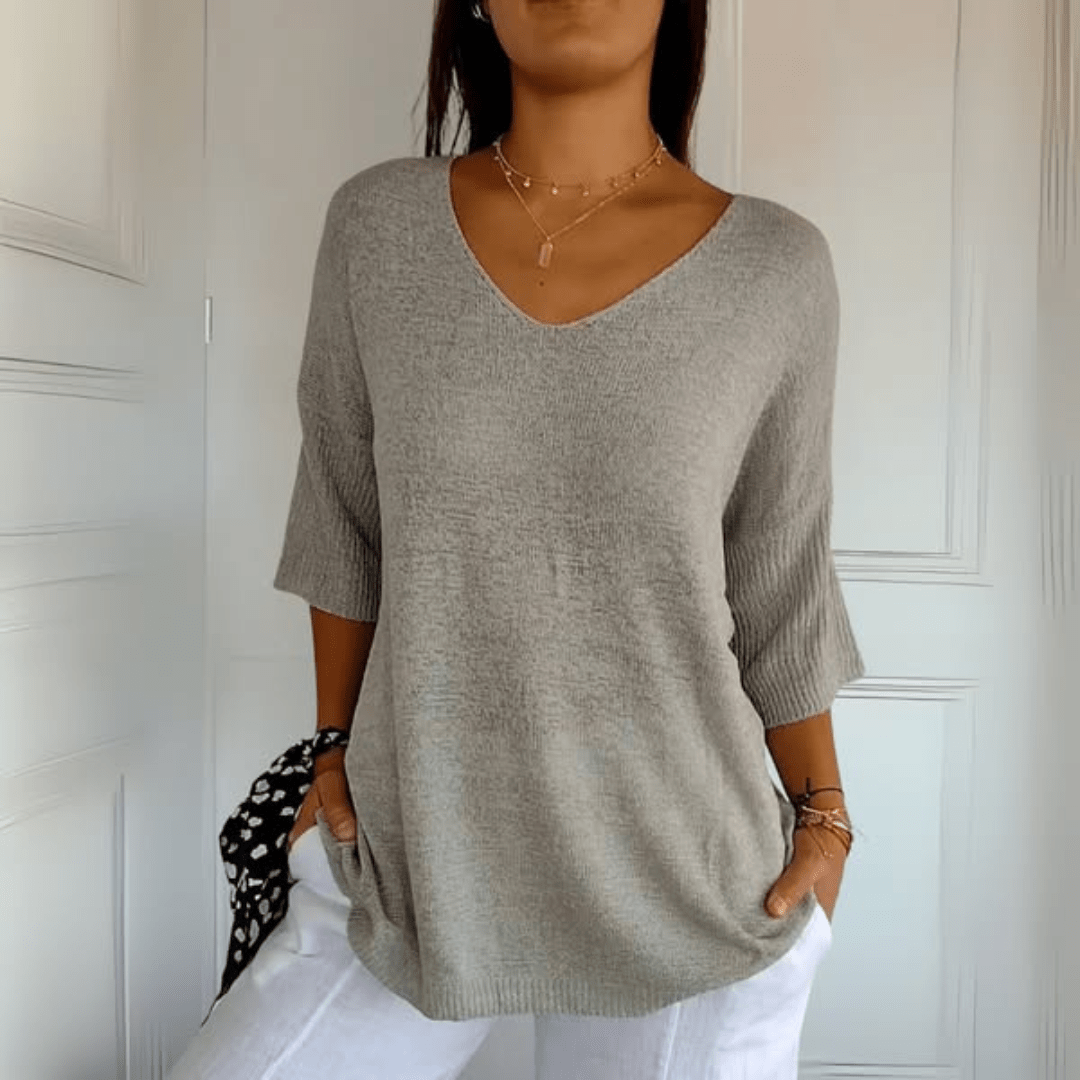 Šárka | Elegantní pletený top s V výstřihem