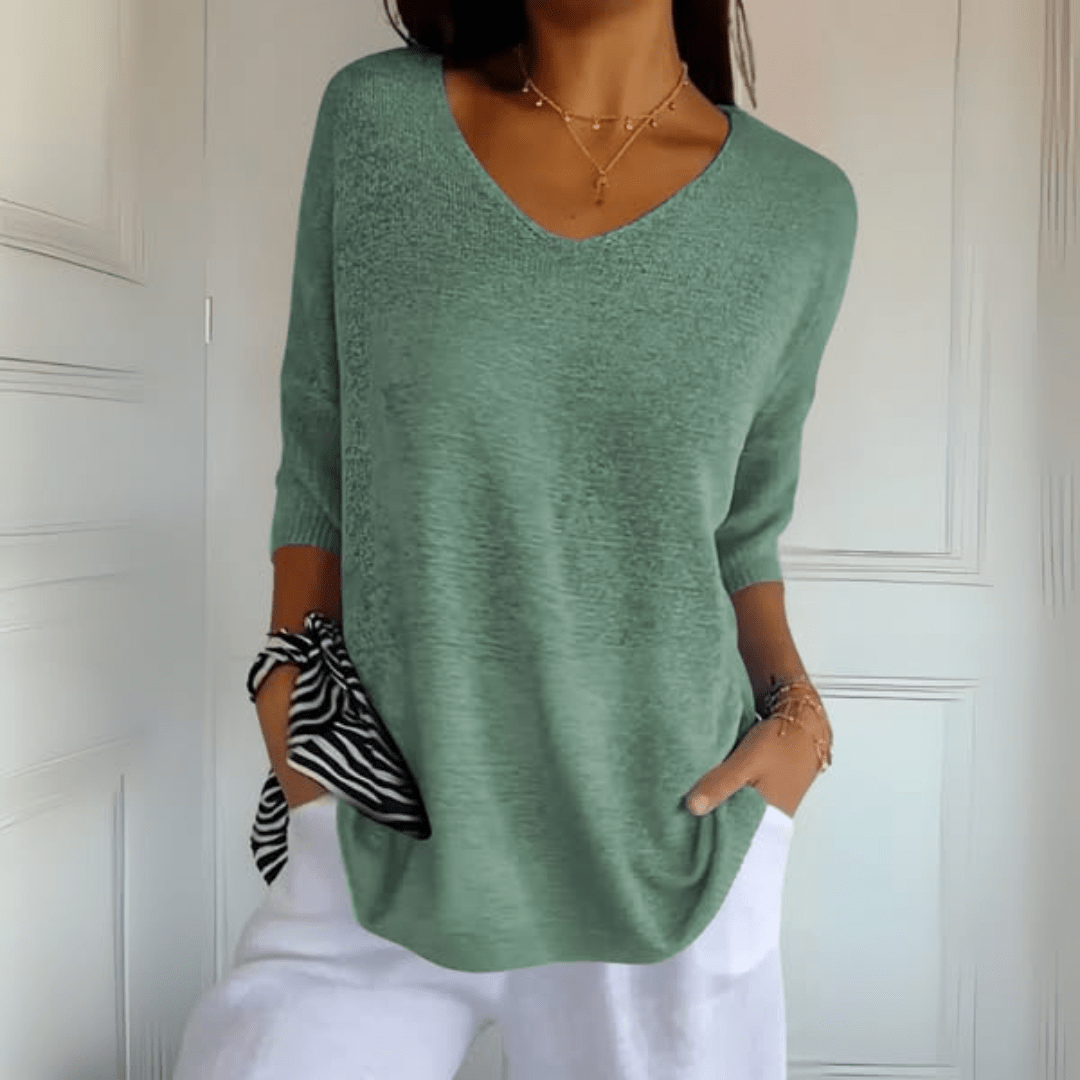 Šárka | Elegantní pletený top s V výstřihem