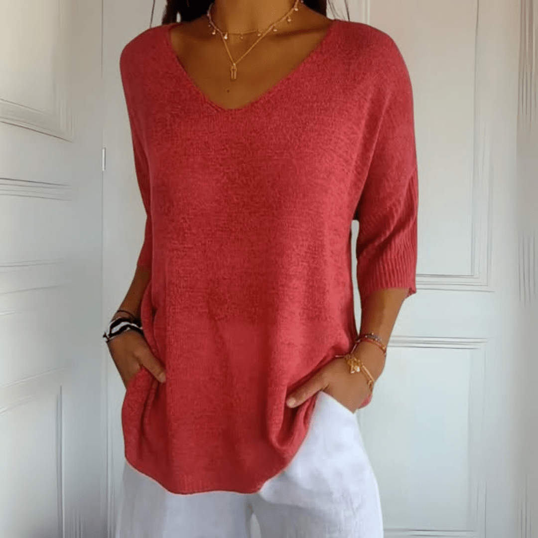 Šárka | Elegantní pletený top s V výstřihem