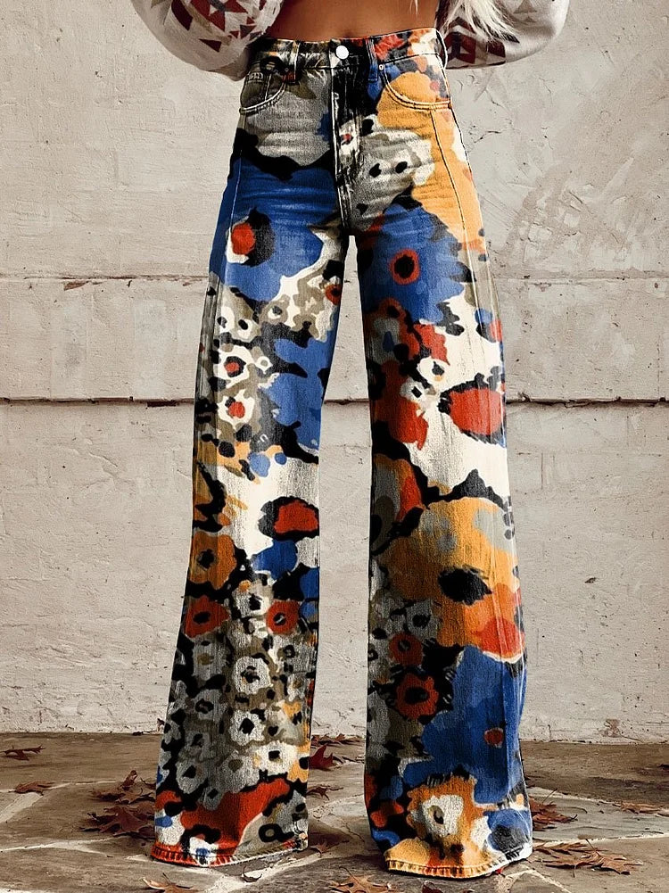 Kelsey - Vintage Print Loose Pants