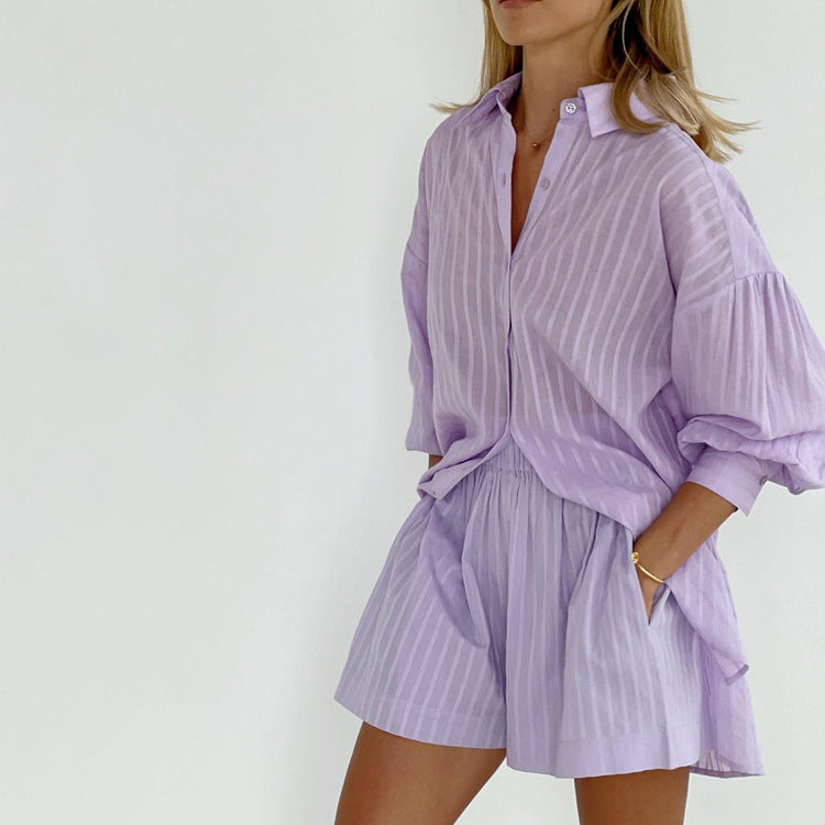 Liliane™ | Elegantná Sada Košele na Gombíky a Krátkych Nohavíc